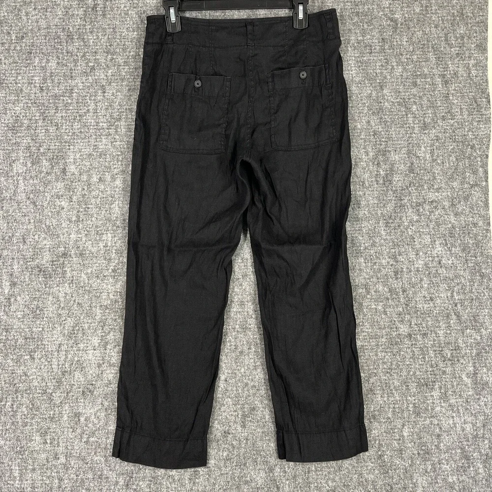 Ann‎ Taylor Loft Linen Blend Utility Cargo Pants Straight Crop Pockets 4 Womens